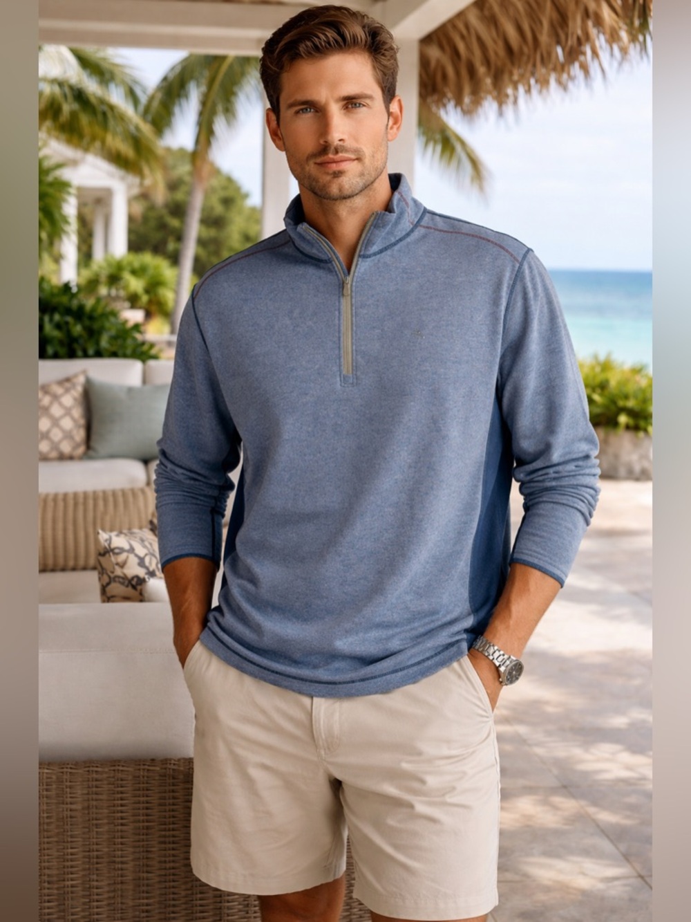 🌴 Tommy Bahama IslandZone Rio Valley Half Zip Pullover – Size M 🌴
